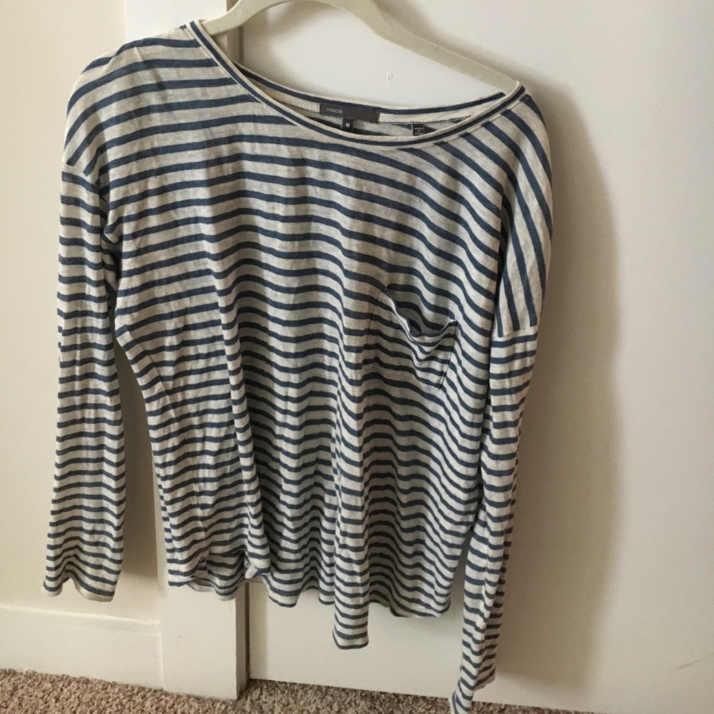 Vince blue & white striped long sleeved shirt