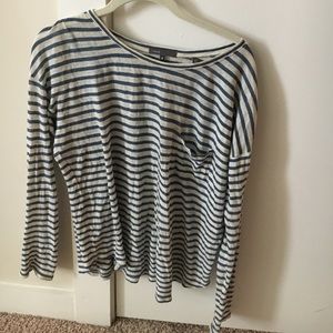 Vince blue & white striped long sleeved shirt