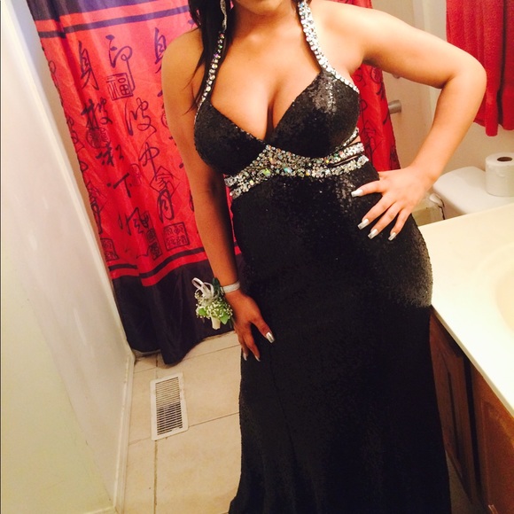 Black Sparkle Prom Dress Perfect Condition - Picture 3 of 4