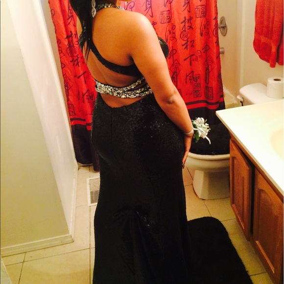 Black Sparkle Prom Dress Perfect Condition - Picture 4 of 4