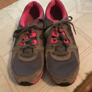 pink and gray Nikes
