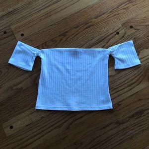 Kendall & Kylie Off The Shoulder Ribbed Crop Top