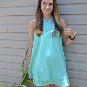 Turquoise Halter Dress