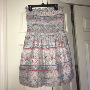 Blue, Red, and brown strapless romper