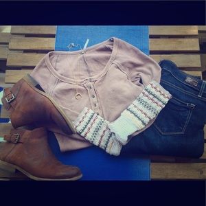 Free People Henley Thermal with Crochet Cuffs