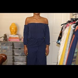 Off the shoulder pants suit