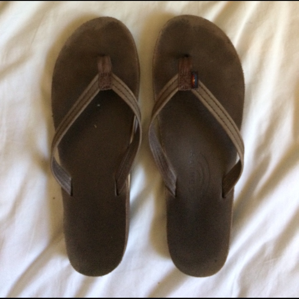 Thin strap dark brown Rainbow flip flops