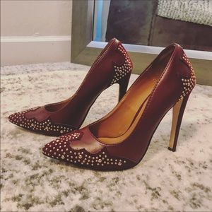 Burgundy high heels