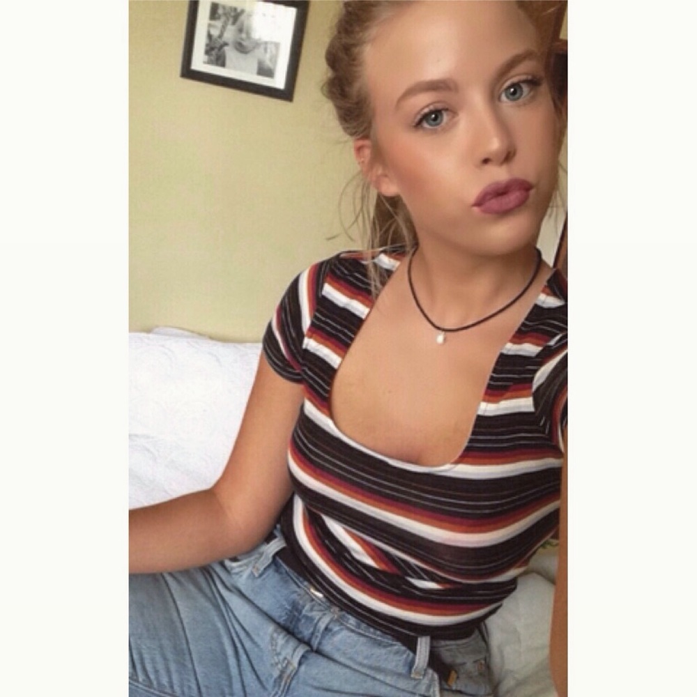 90s Striped "Me to We" Croptop Tshirt, size small