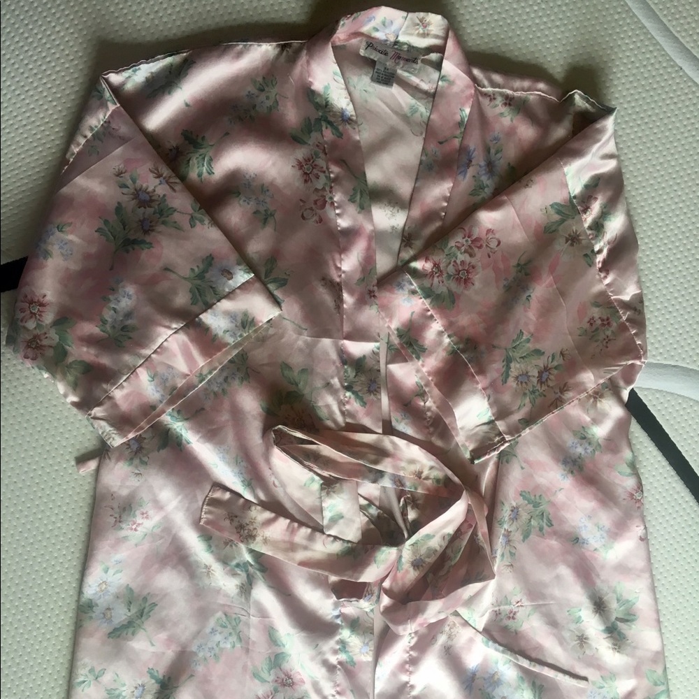 PLUS SIZE Pink Floral Silky Robe 3X