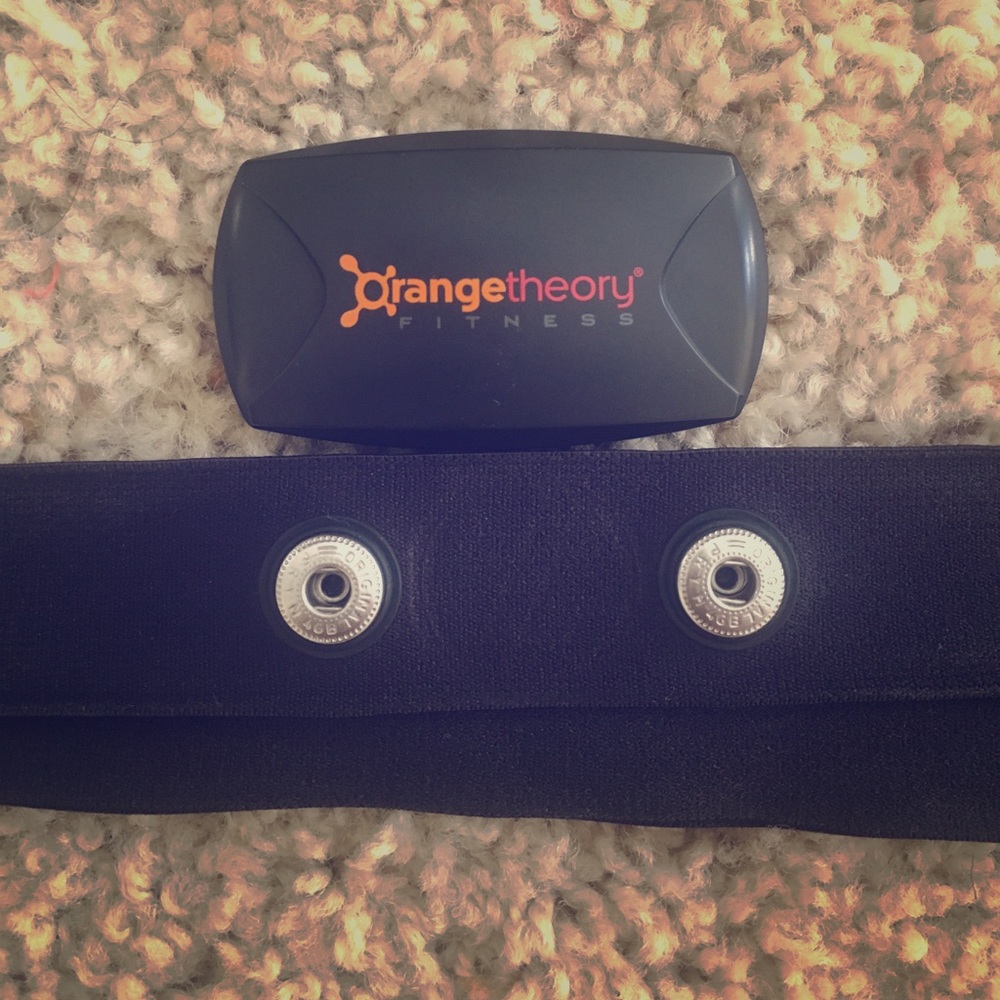 Orangetheory heart rate monitor with box