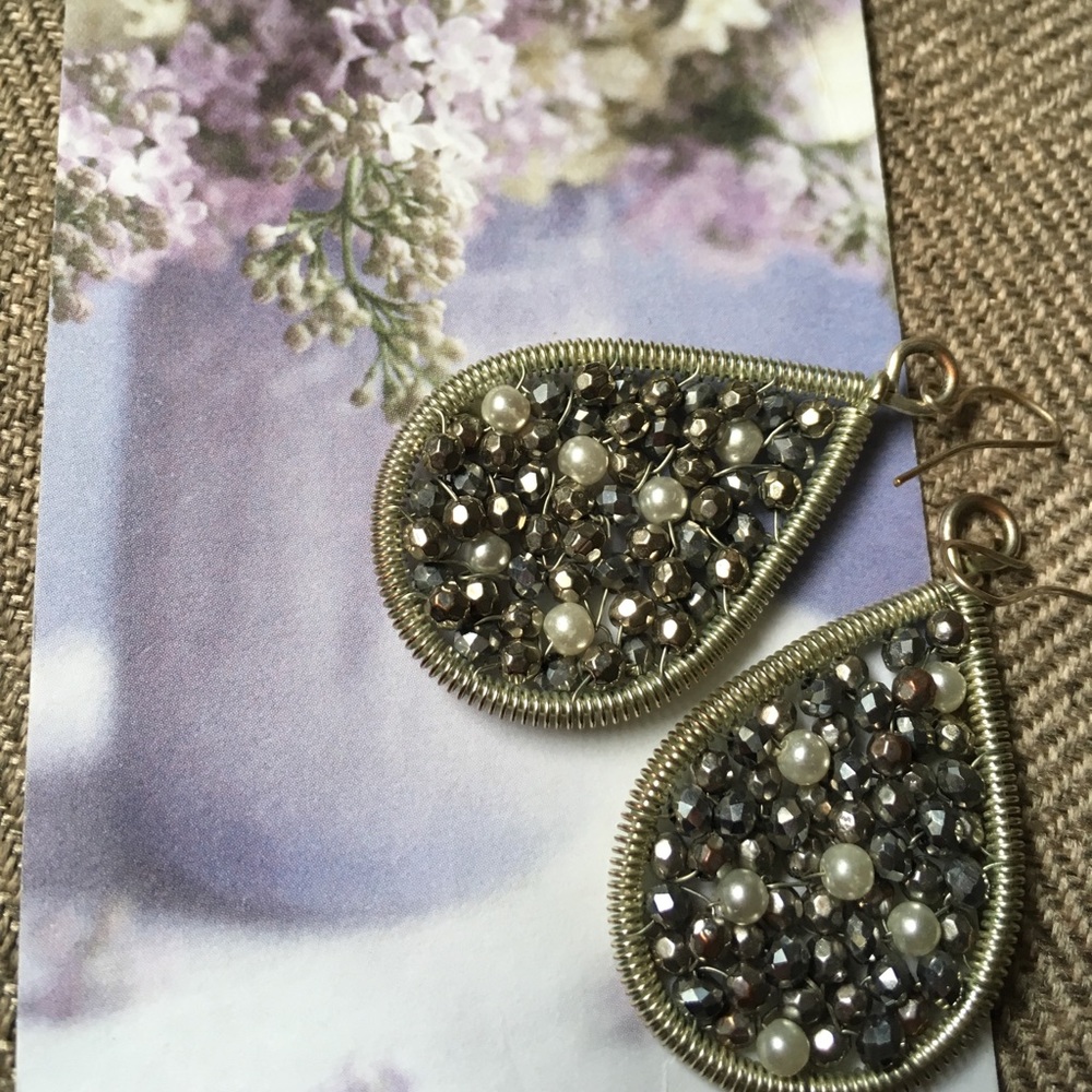 Silver and pearl drop earrings