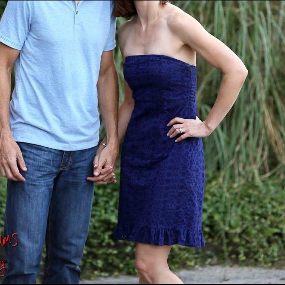 2/$12 Eyelet strapless dress -side zip and ruffle