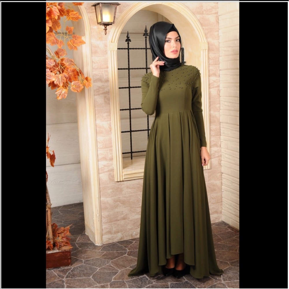 Abaya maxi pearl long dress European sizes