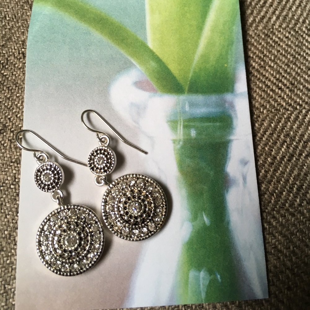 Silver labyrinth drop earrings