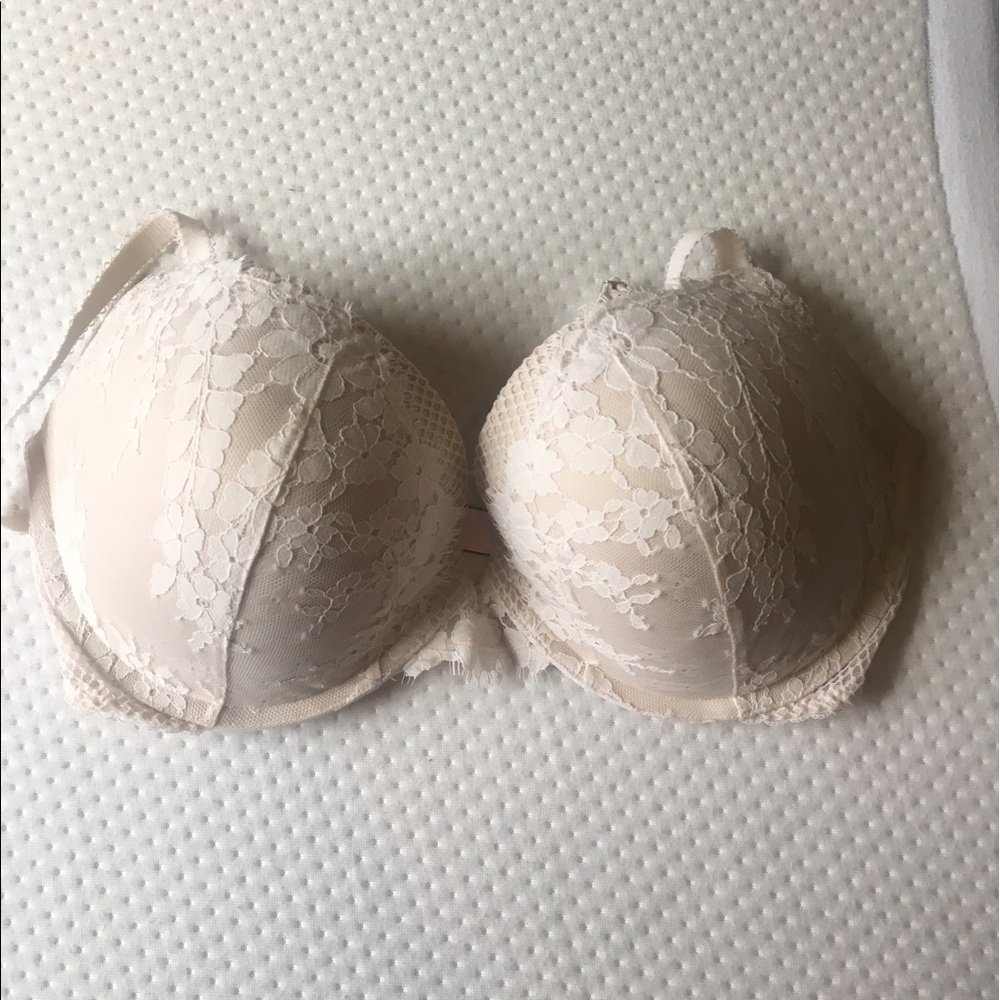 36DD Lace Mesh Floral White Bra Victoria's Secret