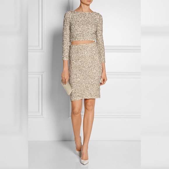 Alice + Olivia Embellished Crop Top and Skirt Set - Picture 2 of 6