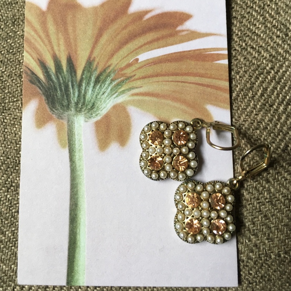 Rosegold, pearl and gold drop earrings