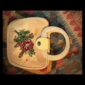 Vintage Straw/Patent Leather Purse