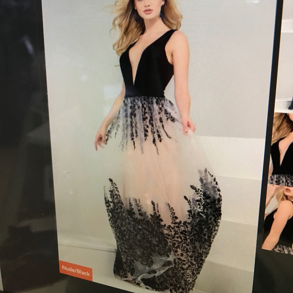 Sheer and contrast evening gown