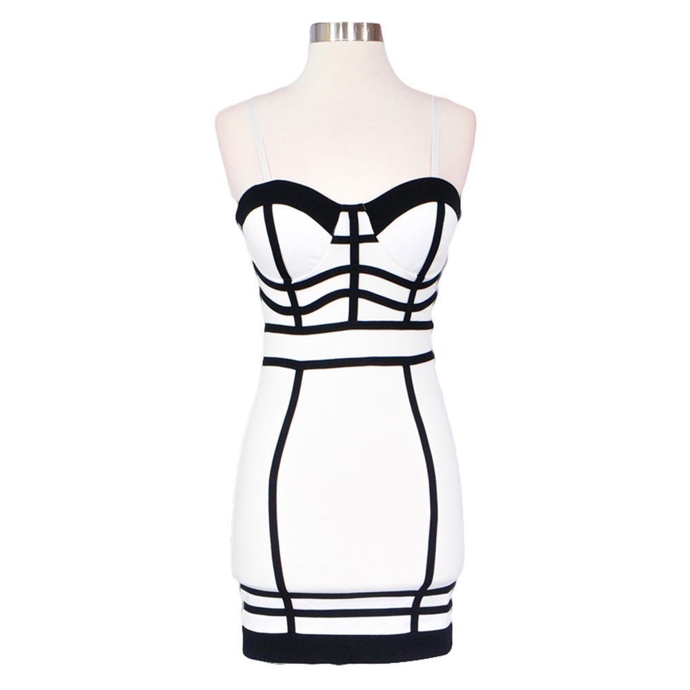 ❗️FINAL PRICE❗Black White Colorblock Bodycon Dress - Picture 5 of 7