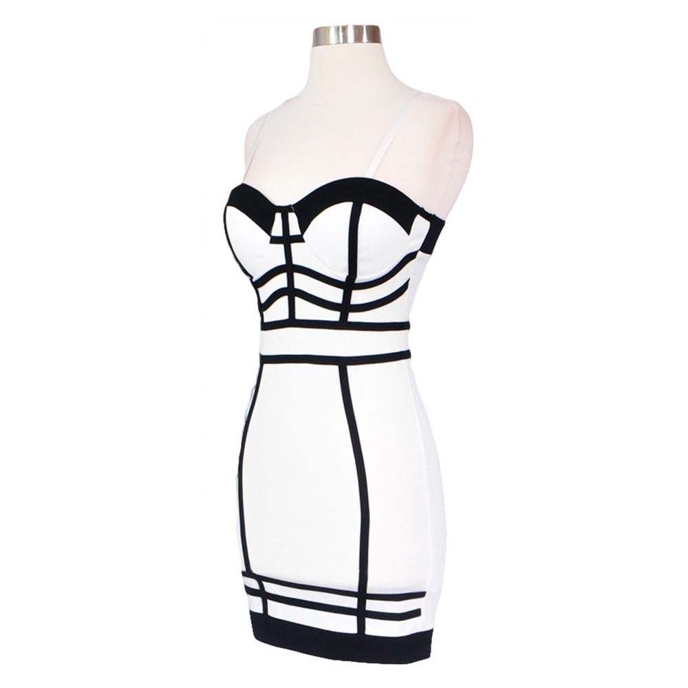 ❗️FINAL PRICE❗Black White Colorblock Bodycon Dress - Picture 6 of 7