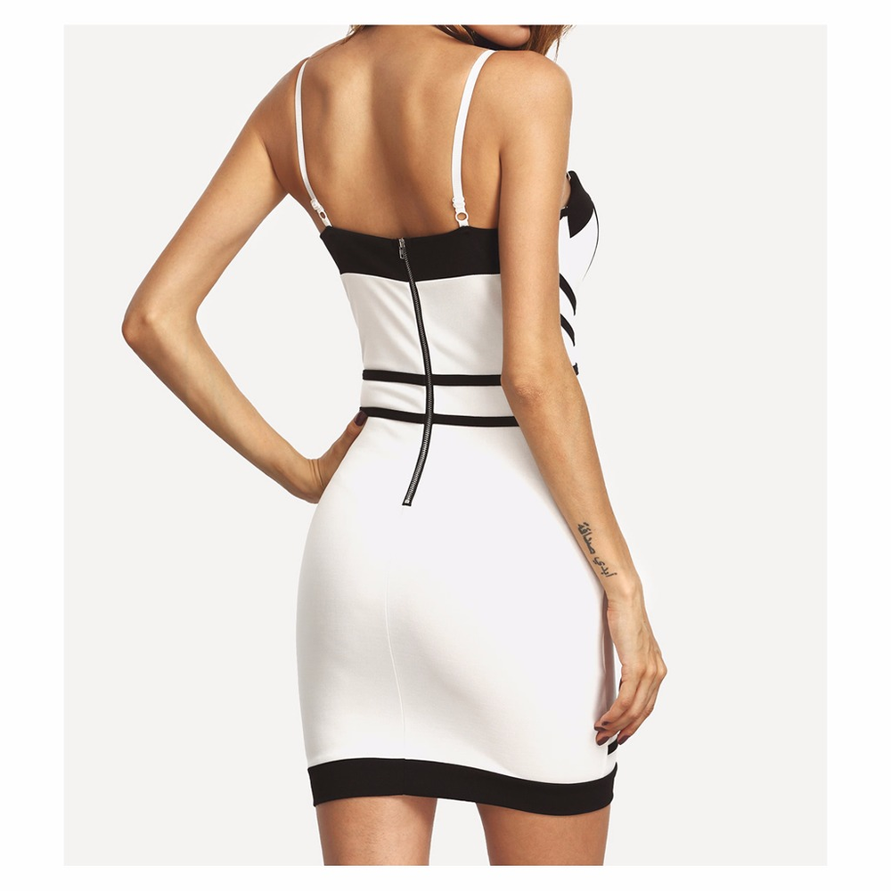 ❗️FINAL PRICE❗Black White Colorblock Bodycon Dress - Picture 4 of 7