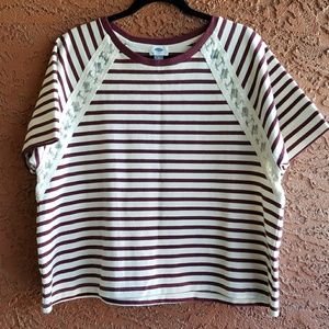 Maroon and White Stiped Top
