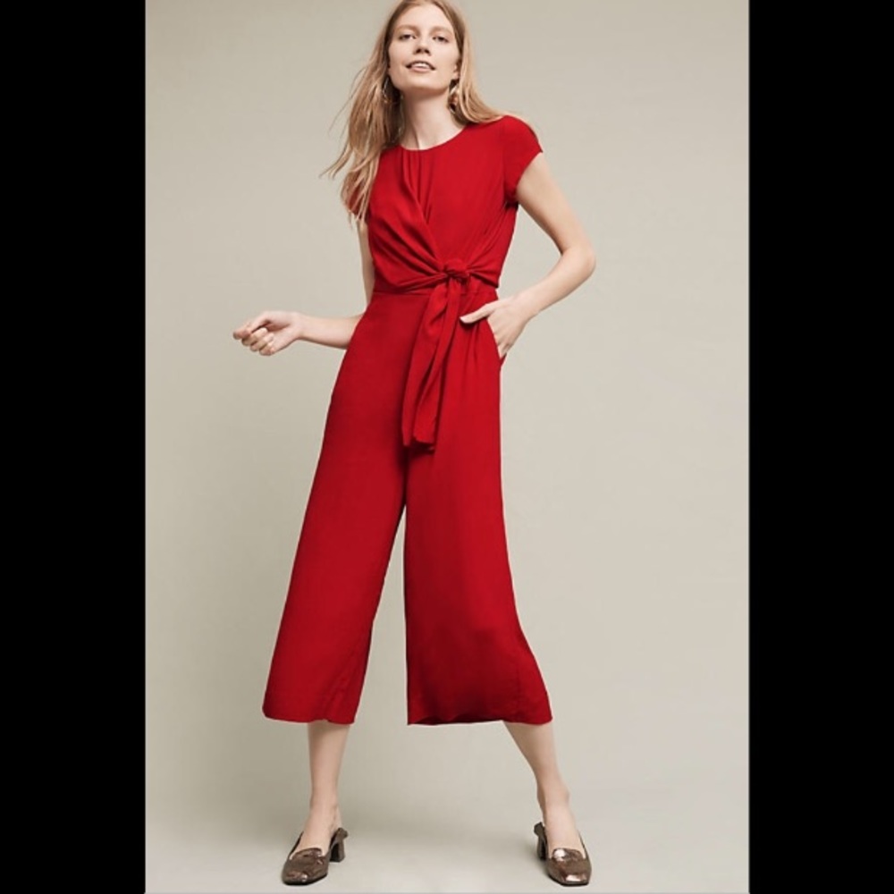 Maeve Grier Midi Jumpsuit: Size 6 (red-wide leg)