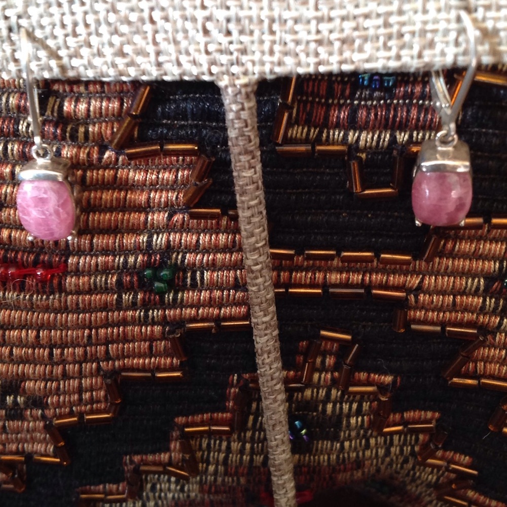 VINTAGE RHODOCHROSITE SS EARRINGS