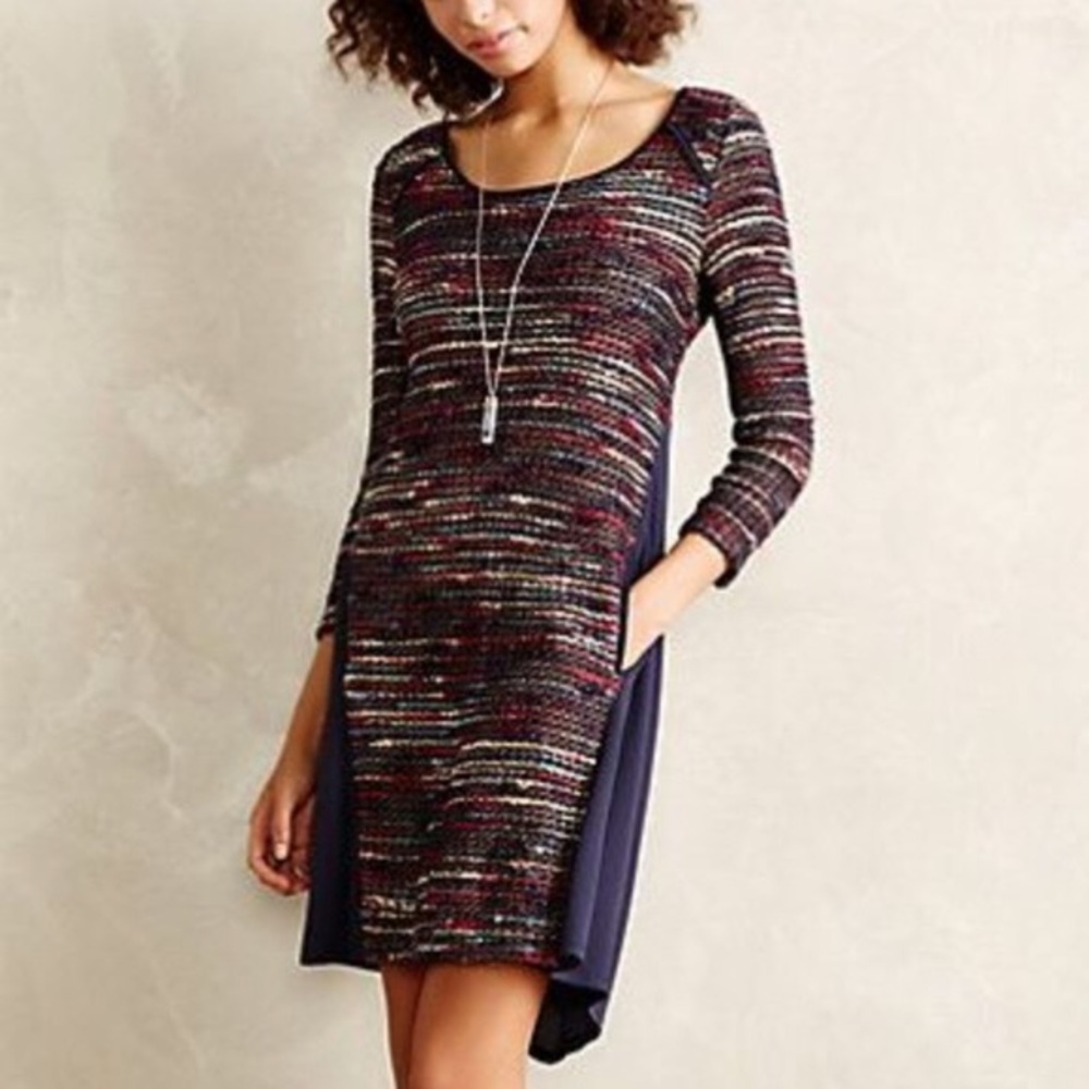 Anthropologie Maeve Marled Striped Swing Dress
