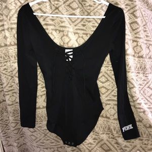 VS Pink Tie Up Body Suit
