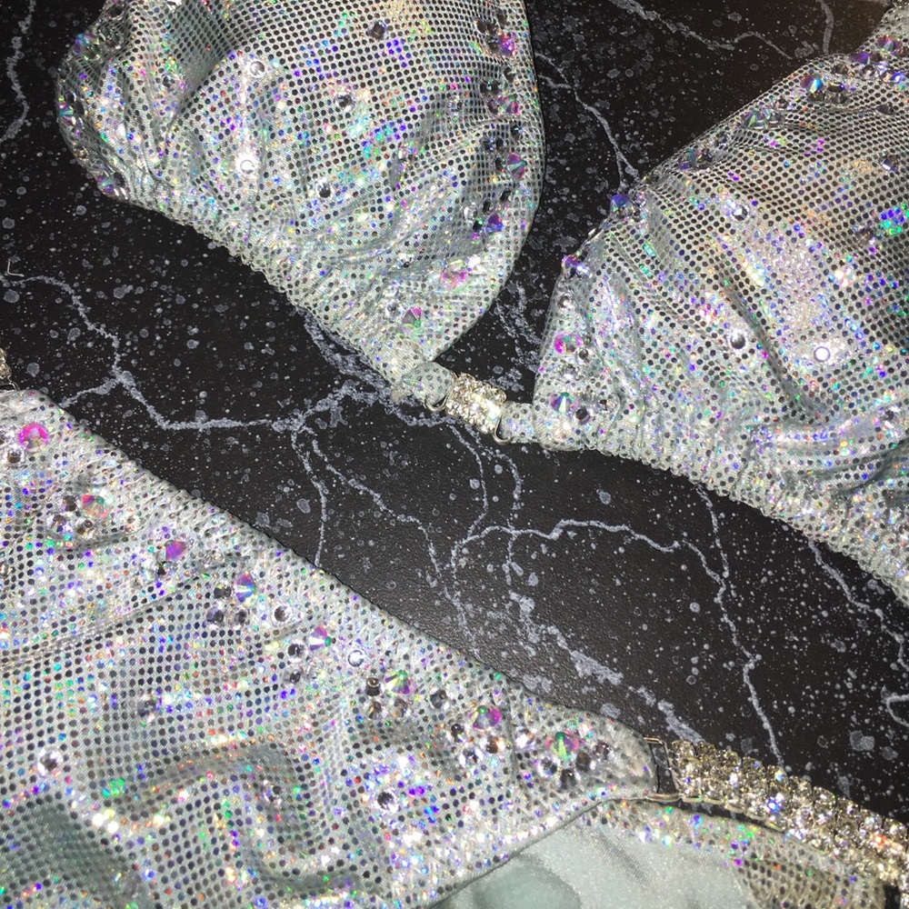 Holographic Silver/White Competition Bikini