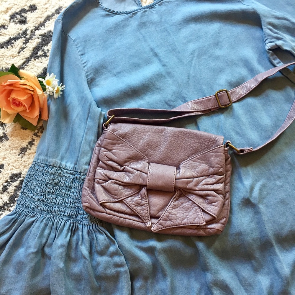 Lavender Leather Bow Bag