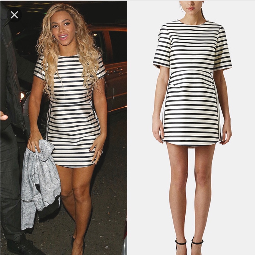 Topshop Striped Satin A-Line Dress