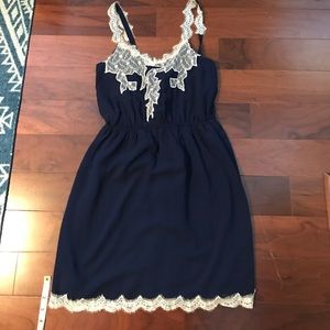 Super cute summer dress. Navy with cream lace.
