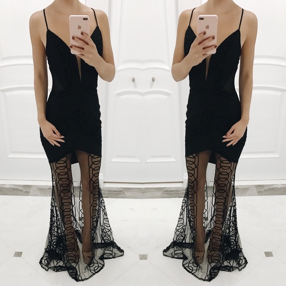 • Sabrina Sheer Black Formal Dress • - Picture 3 of 3
