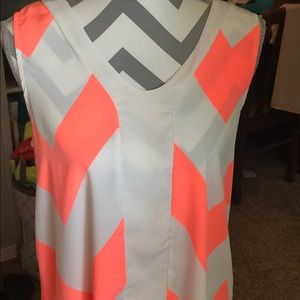 Cute chevron peach and white tank top! Brand new