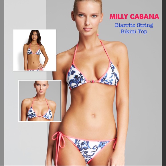 Milly Other - MILLY Cabana Biarritz String Bikini Top NWT Pink White and Blue