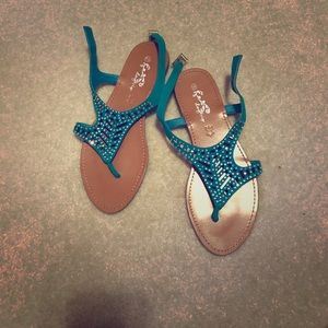 Teal sparkly sandals from Buckle