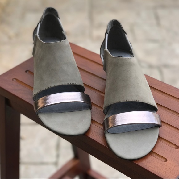 Anthropologie Shoes - Nubuck Leather Low Wedge Grey Sandals