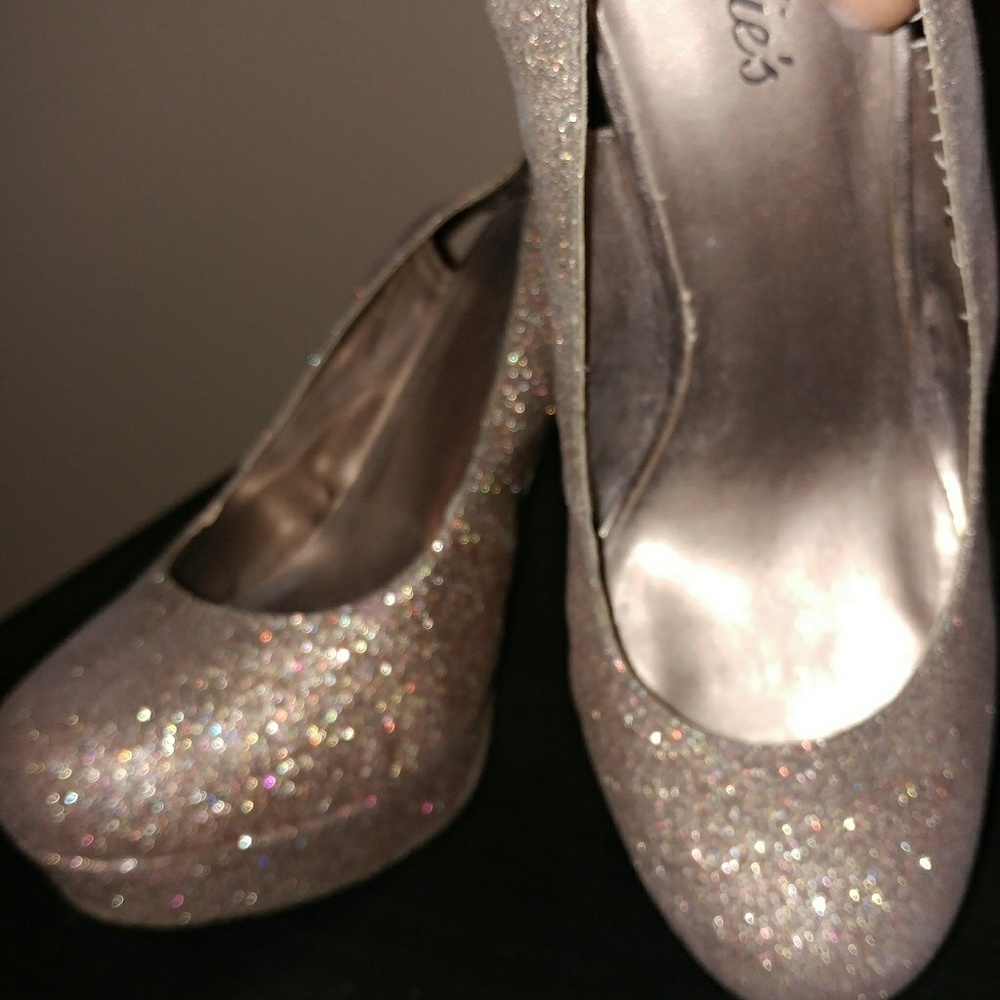 Pink Glitter Candie's Sling Back Heels