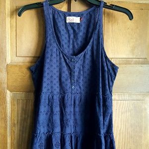 Blue Eyelet Boho Tank