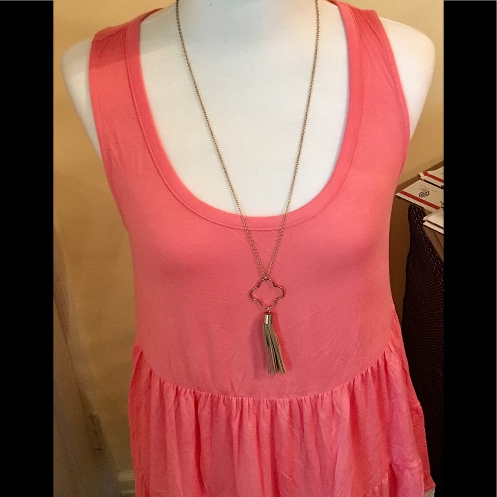 🌟Coral Lace Trim Tunic Dress🌟 - Picture 4 of 5