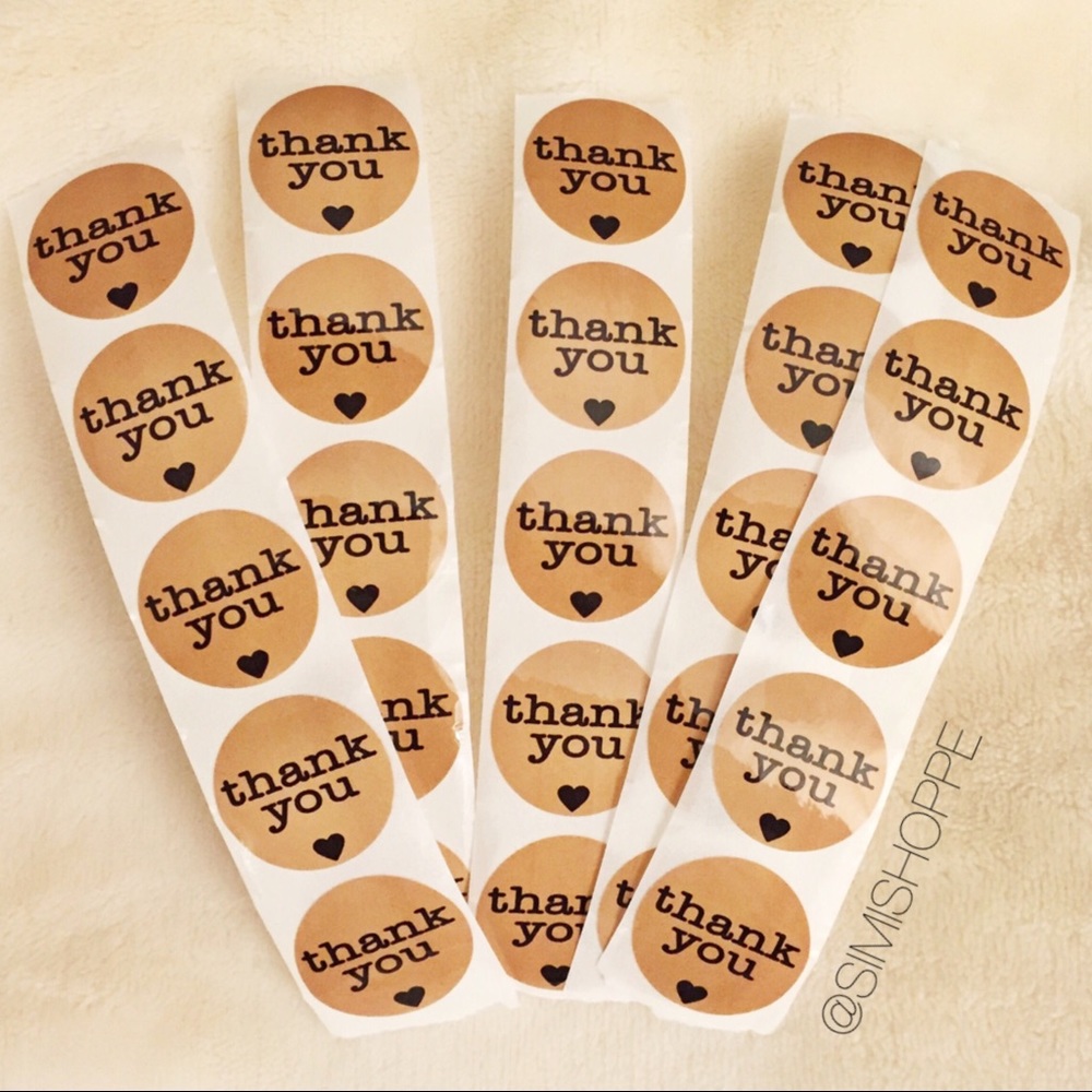 100 Thank You Packaging Stickers