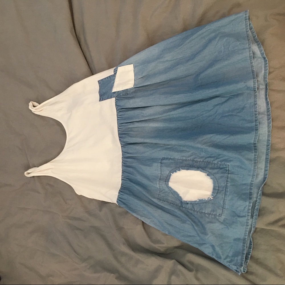 WILDFOX patchwork chambray dress