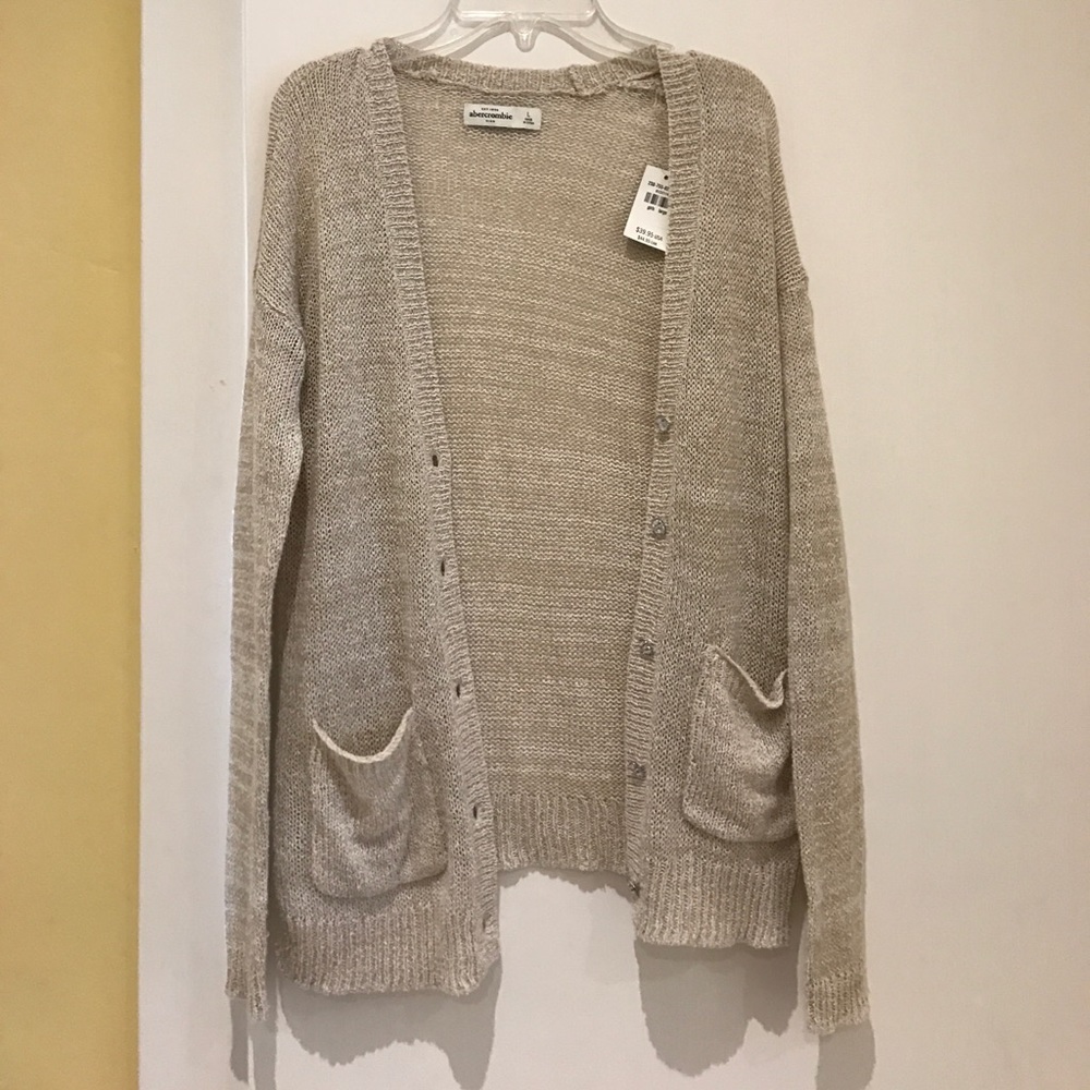 KIDS oatmeal colored button up cardigan