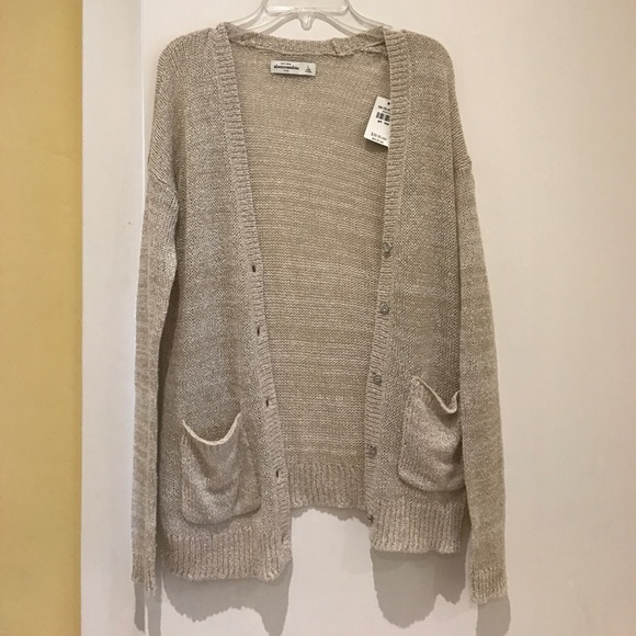 KIDS oatmeal colored button up cardigan - Picture 1 of 4