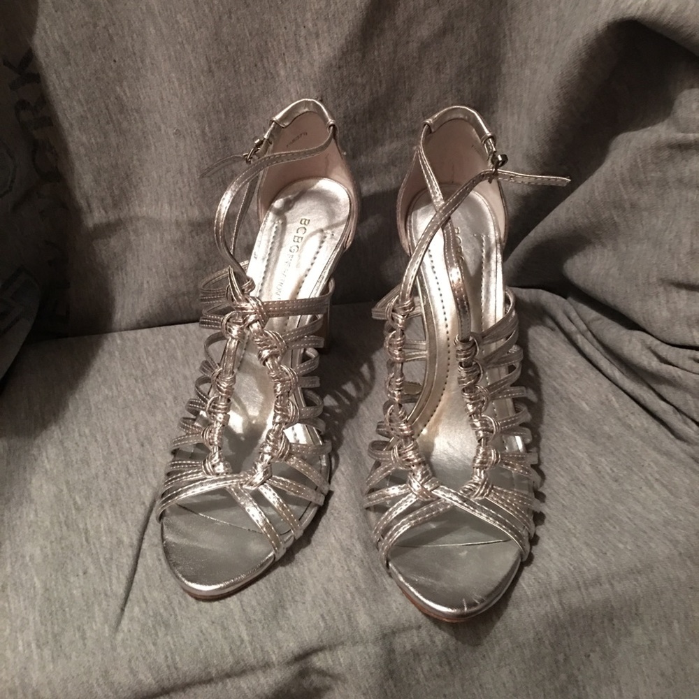 BCBG silver shoes