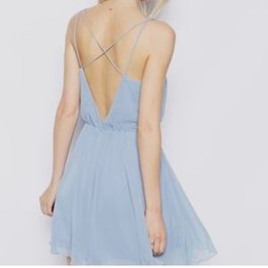 Blue Chiffon Backless Skater Dress (ASOS sz. 10)